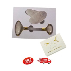 Unbranded Rose Quartz Roller and Gua Sha Anti Aging Facial Massage Gift  Set