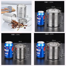 Stainless Steel Spice Filter, Stainless Steel 304 Tea Filter, Tea Filter Ball Filter with Carry Chain and Hook, Suitable for All Types of Cups, Teapots (2 Pieces 12 x 13 cm)