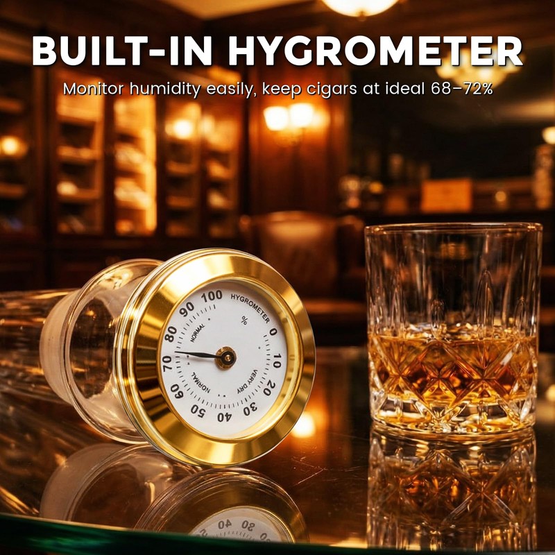 Konohan 2 Set Flavoring Humidor Cases Borosilicate Glass Tubes Hygrometer