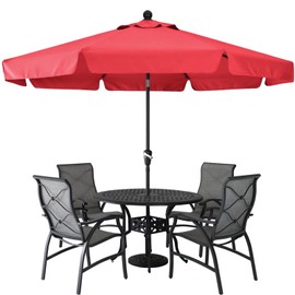 ABCCANOPY Patio Umbrella 9ft - Outdoor Table Umbrella with Push Button Tilt and Crank, 8 Ribs Umbrella for Patio Pool Garden Deck (Red)