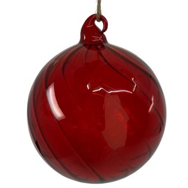 Red Glass Ornaments - Swirl Blown Glass Holiday Christmas Tree Decorations, Ox Blood Red Set of 2