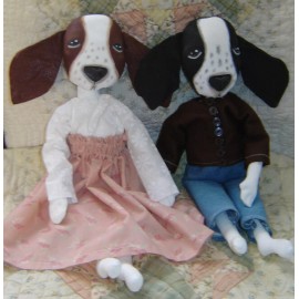 Cloth Doll Pattern, Springer Spaniel Dog, Folk Art Doll, Primitive doll