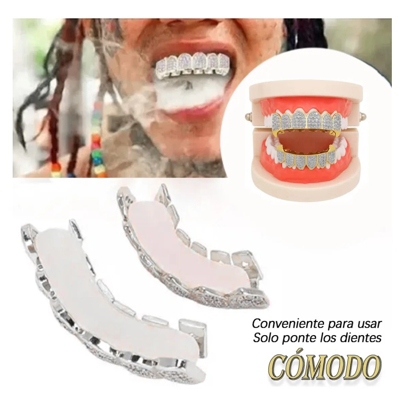 Grillz Dientes Set Hip Hop Prop Decoración