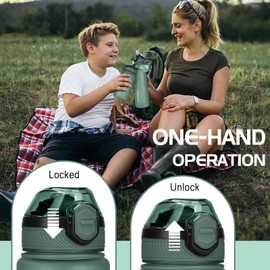 AOHAN Water Bottle 1L with Leak Proof Flip Top Lid, BPA Free Sport Drinking Bottle with Straw, Dishwasher Safe Water Bottle Non-Toxic Water Jug with Carrying Strap
