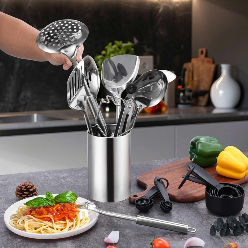 Stainless Steel Cooking Utensils Set, LIANYU 31-Piece Metal Kitchen Tools