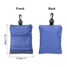 PATIKIL Golf Pouch Bag 7.8x7 Inch, 3 Zippered Golf Ball Bag with Clip Valuables Tee Pouch Multi Pocket for Men Women Holder, Blue