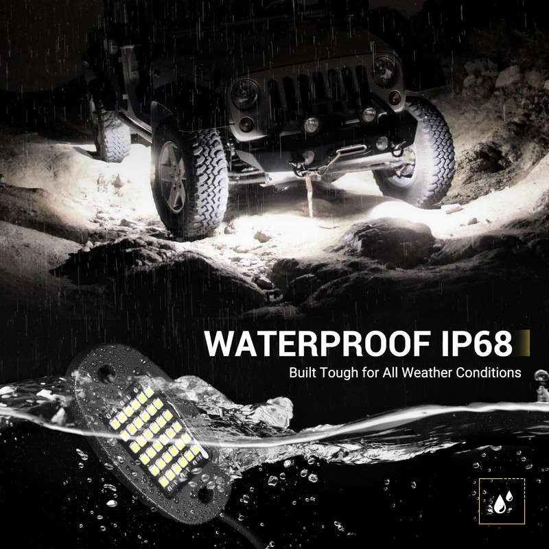 16 Pods White Rock Lights 6000K Pure White 36 LEDs