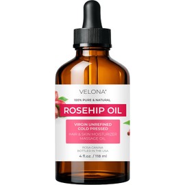 velona Rosehip Oil USDA Certified Organic - 4 oz | 100% Pure and Natural Carrier Oil| Unrefined, Cold Pressed, Hexane Free | Moisturizing Face, Hair, Body, Skin Care, Stretch Marks, Scars…