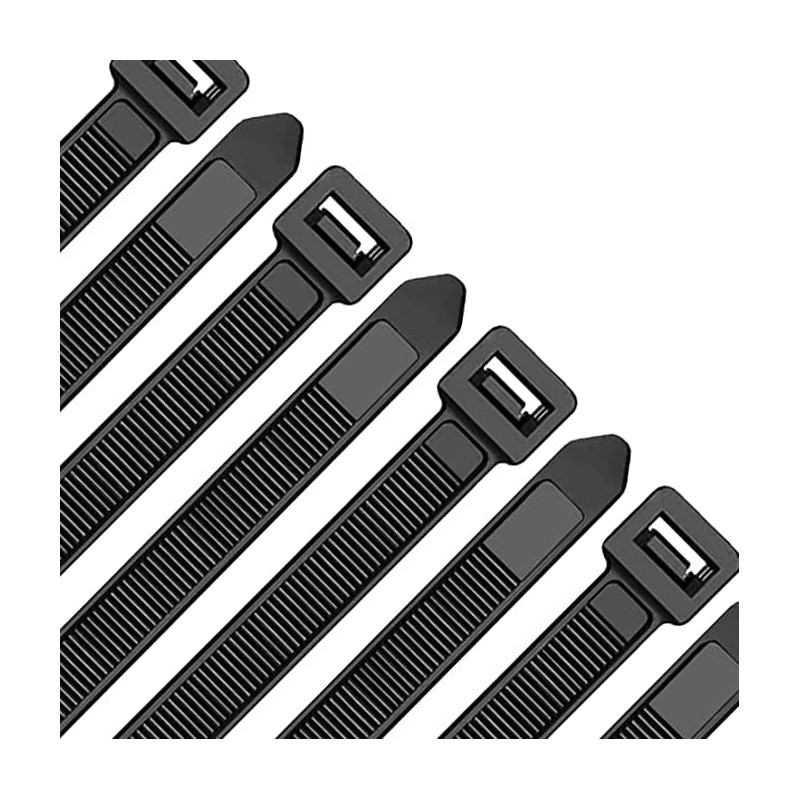 Black Cable Ties, 300mm x 3.6mm, Pack of 100, 12"