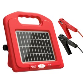 Solar Electric Fence Charger 5 Mile - Solar Powered Energizer for Livestock - Low Impedance Solar Fencer Battery Powered