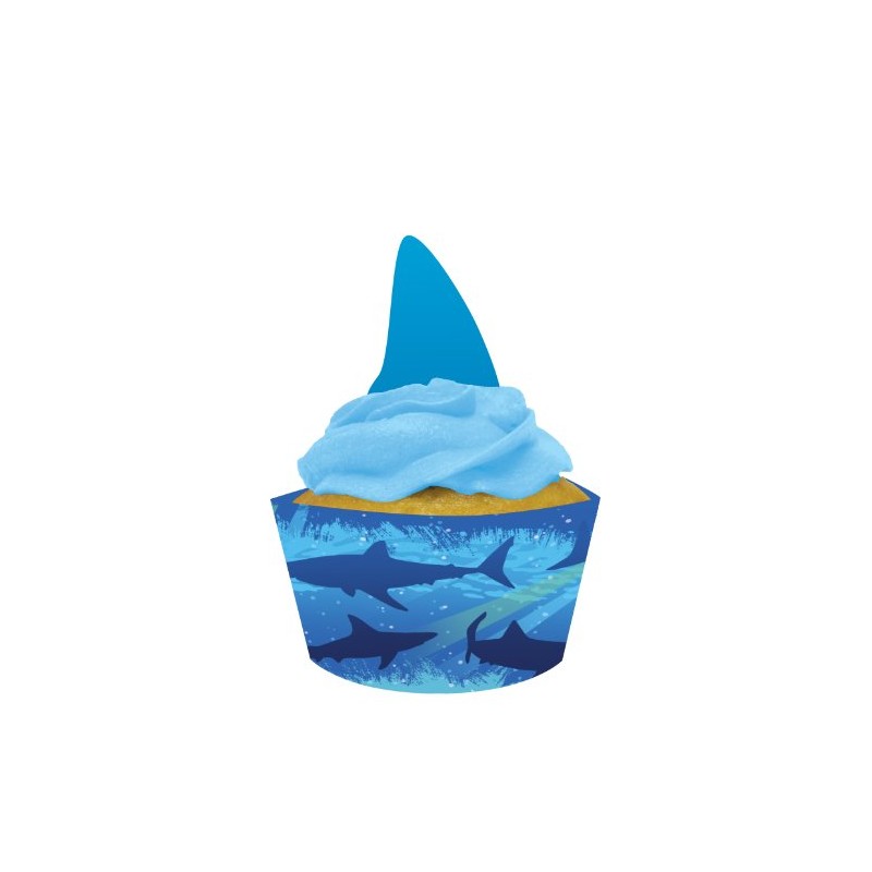Creative Converting Shark Splash Cupcake Pick Decorations with Matching Baking