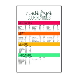 Measurement Kitchen Conversion Magnet Sign - Cooking Chart 6x9 in. Air Fryer Cooking Times and Temperatures 4 Lines