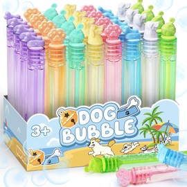 Paw Print Party Favors Supplies, 32 Pcs 8 Neon Color Puppy Dog Bubble Wand Bulk, Mini Bubble Toys for Kids Toddler, Box, Carnival Prizes, Birthday Decoration, Goody Bag Stuffers Fillers