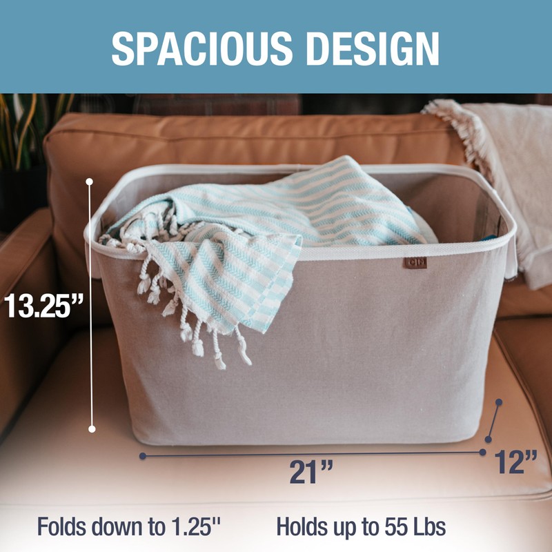 CleverMade Collapsible Laundry Basket LUXE 2 Pack – 60L (16