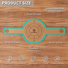 GUYDREMAT Bread Sling - Perfect Silicone Baking Mat for Sourdough Bread Baking – Superior Cast in Iron Dutch Oven Liner, 2 Pieces with Storage Band in GUY DREAM Classic Pack