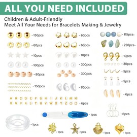 Auralura Natural Stone Beads Bracelet Making Kit, Jewelry Making Kit for Adults, Natural Stone Crystal Beads Friendship Bracelet Making Kit with Charms DIY Craft Gifts for Teen Girls