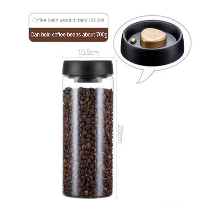 Press-Down Vacuum Glass Storage Canister with Air Release Valve, Airtight