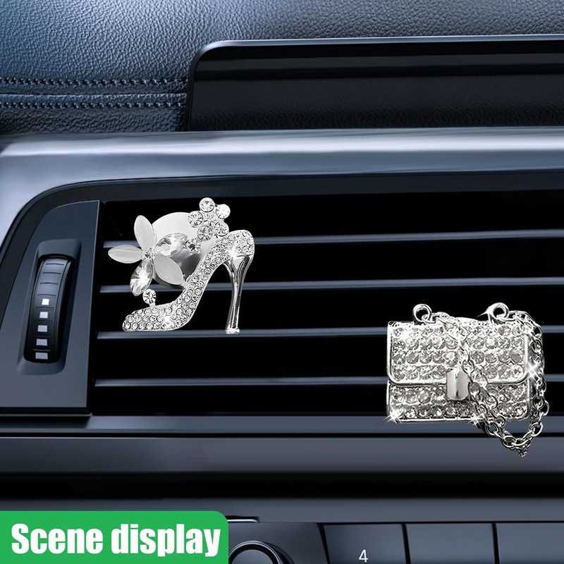 ZIMISI 2PCS Bling Elephant Car Vent Clips, Crystal Diamond Car