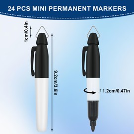 Bcautay 24 Pcs Mini Permanent Markers with Golf Keychain Clips Dry Erase Markers for Office School Nurses Supplies Outdoor Activities