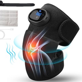 3 en 1Masajeador de Rodilla Calentado, soporte de rodilla para artritis, 3 Engranajes Vibración, 5 Engranajes Ajustes de Calor, Rodillera, Envoltura para Artritis, Dolor y Apoyo（negro）