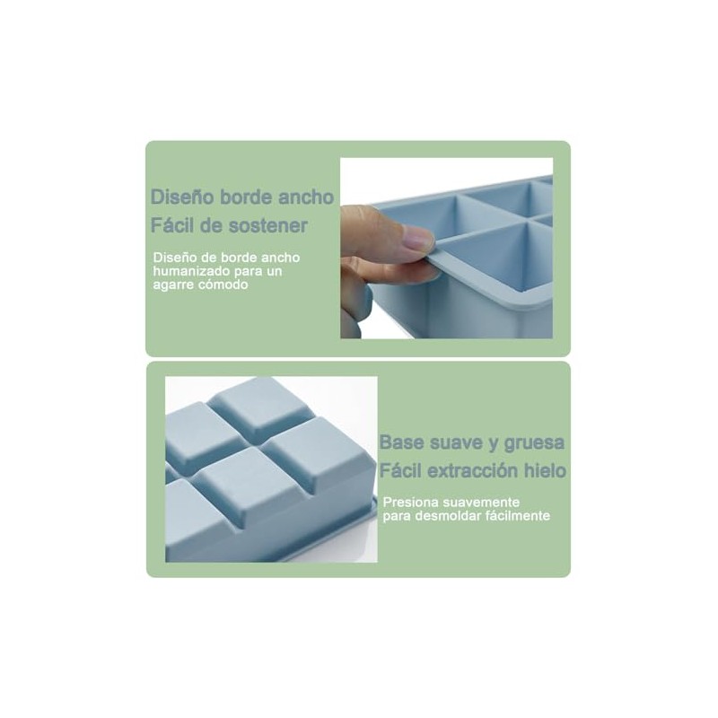 3PCS Bandejas de Cubitos de Hielo, Moldes Grandes de Silicona