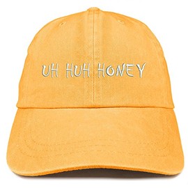 Trendy Apparel Shop Uh Huh Honey Embroidered Washed Cotton Adjustable Cap - Mango