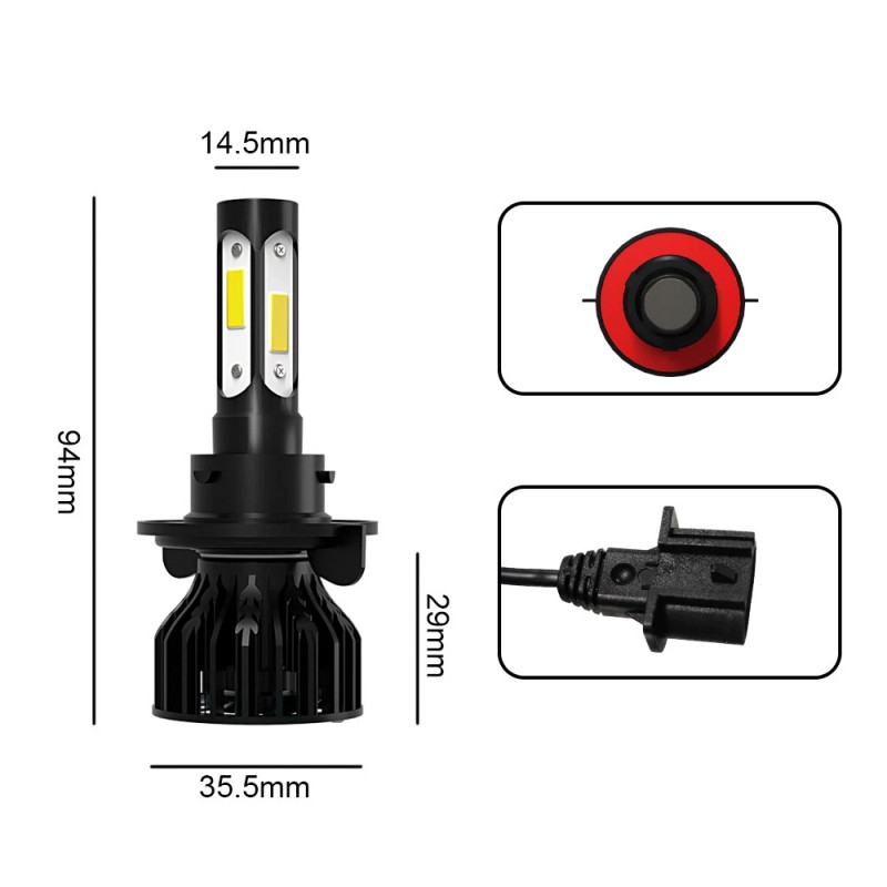 SHENKENUO H13 9008 4-Sides LED Headlight Bulbs High Low Beam