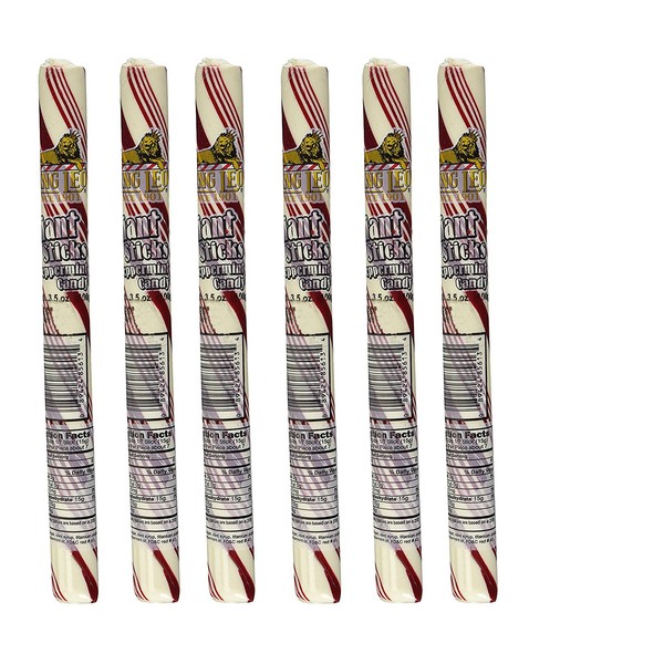 King Leo Giant Peppermint Stick Candy Cane, 3.5 Ounces, 6 Pieces