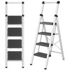 4 Step Ladder, DIAMONDFORGE Folding Step Stool with Wide Anti-Slip