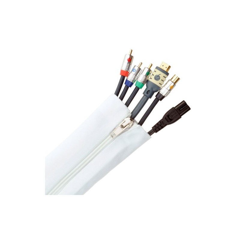 Fisual Zip Cable Tidy Wrap (50mm Dia 1m Length, White)