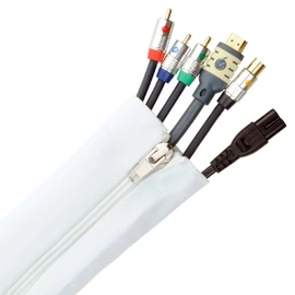 Fisual Zip Cable Tidy Wrap (50mm Dia 1m Length, White)