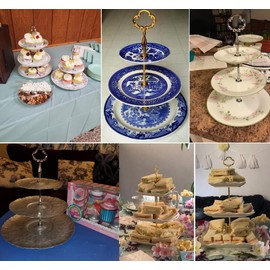 1 Set Metal 3 Tier Sturdy Vintage Sunflower Shape Party Wedding Cupcake Fruit Food Plate Stand Centre Handle Fittings Round Drill Hardware Rod Dessert Platter Rack for Wedding Parties Favor Supply