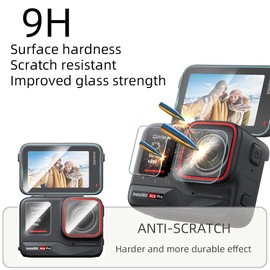 HUADU Screen Protector Compatible for Insta360 Ace Pro Camera,Tempered Glass Film Anti Scratch High Definition Full Coverage and Hard Shell Travel Storage Carrying Case