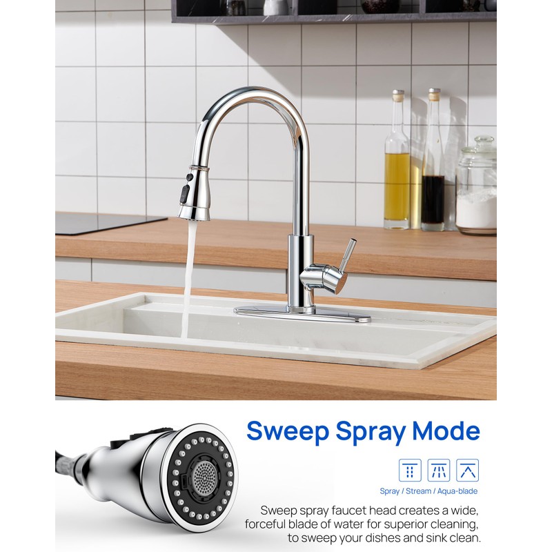 Kitchen Faucet Head Replacement, Pull Down Faucet Spray Head, 3