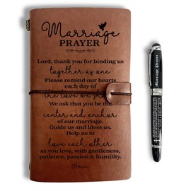 Marriage Prayer Leather Journal, Engraved Gift Pen, Roller Ballpen, Marriage Gift, Wedding Gifts, Leather Notebook and Pen Gift for Wife Husband, 160 Pages Notebook, Valentine's Day Christmas Gift