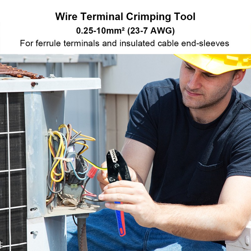 Crimping Tool 0.25-10mm² (23-7 AWG) Multifunction Ratcheting Wire Crimper Pliers