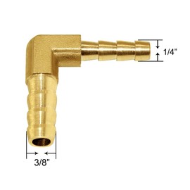 Joywayus 3/8" to 1/4" Reducer Hose ID Barb 90 Degree L Right Angle Elbow Union Brass Fitting Water/Fuel/Air