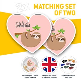 2 x Heart Stickers 15 cm - Funny Sloth Quote Lazy Chilled Relaxed Teenager Laptop Tablet Luggage Scrapbook #45112