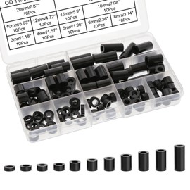 Evemodel Round Spacer ABS Spacer Sleeves Washers for Screws with Storage Box DIY Accessories (110 Pieces M6)