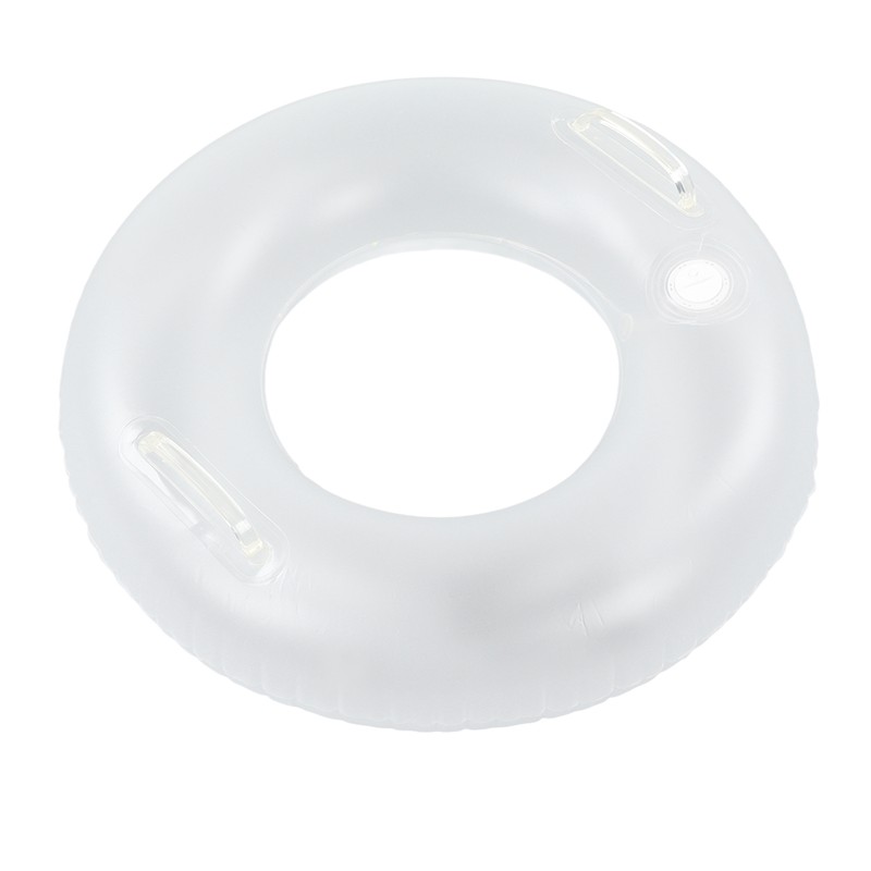 LED Inflatable Swim Ring with 2 Handles Transparent Swimming Floating