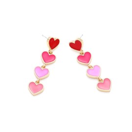 Enamel Letters Love Round Hoop Earrings Romantic Pink Heart Dangle Earrings Statement Holiday Valentine's Day Jewelry Gifts for Women-Long Heart