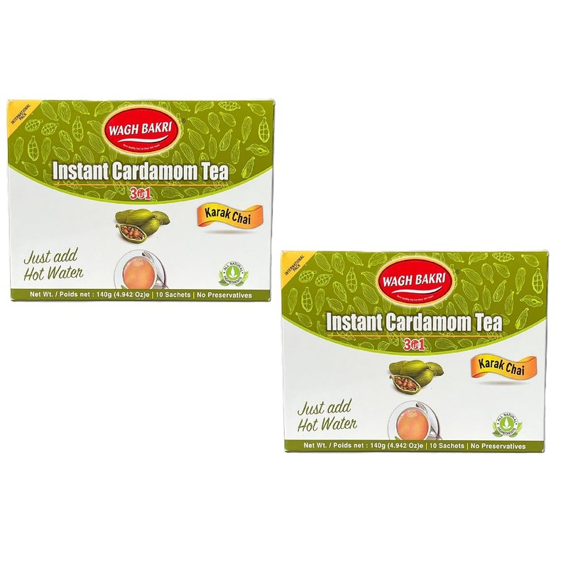 Wagh Bakri Instant Cardamom Chai Tea (Pack of 2)