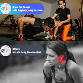 HCMOBI Bone Conduction Headphones Bluetooth 5.2 Open-Ear Wireless Sports Headphones with Mic, 8H Playtime Waterproof Headset for Running, Cycling, Driving, Workouts (Red)