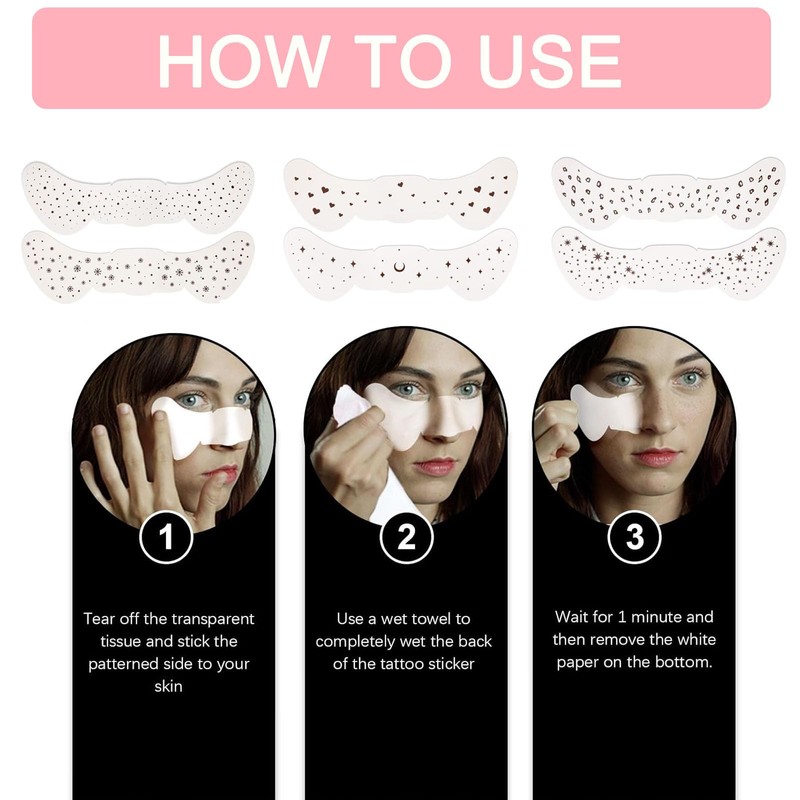 6 Stück Sommersprossen Tattoo Aufkleber, Temporäre Gesichts Tattoo Aufkleber, Wasserfest