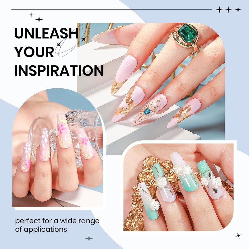 SUPWEE 3D Gel Nail Art Set, Solid Builder Gel, Semi-Firm