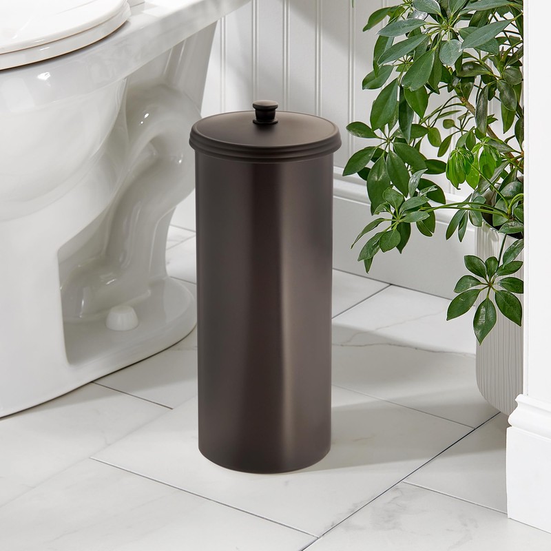 iDesign Freestanding Bathroom Toilet Paper Storage Holder with Lid for