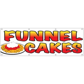 4LessCo 2x6 Feet FUNNEL CAKES Banner Fabric Polyester Sign With Grommets wb