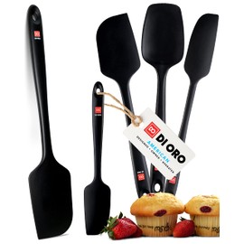 DI ORO Silicone Spatula Set - Rubber Kitchen Spatulas for Baking, Cooking, & Mixing - 600°F Heat-Resistant & BPA Free Silicone Scraper Spatulas for Nonstick Cookware - Dishwasher Safe (5pc, Black)