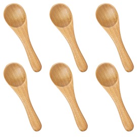 6 Pcs Small Wooden Spoons 3.9 Inch Mini Wooden Spoon Little Wooden Teaspoons for Canisters Kitchen Cooking Seasoning Oil Coffee Tea Sugar Condiments Spices Ice Cream Salts