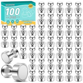 Niuknow 100Pcs Fridge Magnets, Strong Magnet for Whiteboard, Neodymium Refrigerator Magnets, Small Silver Locker Magnets Ideal for Kitchen Decor, Office, Classroom Organization, Map Decorative